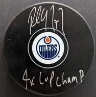 Paul Coffey Edmonton Oilers Autographed Official In Glass Co. Hockey Puck NHL AJ