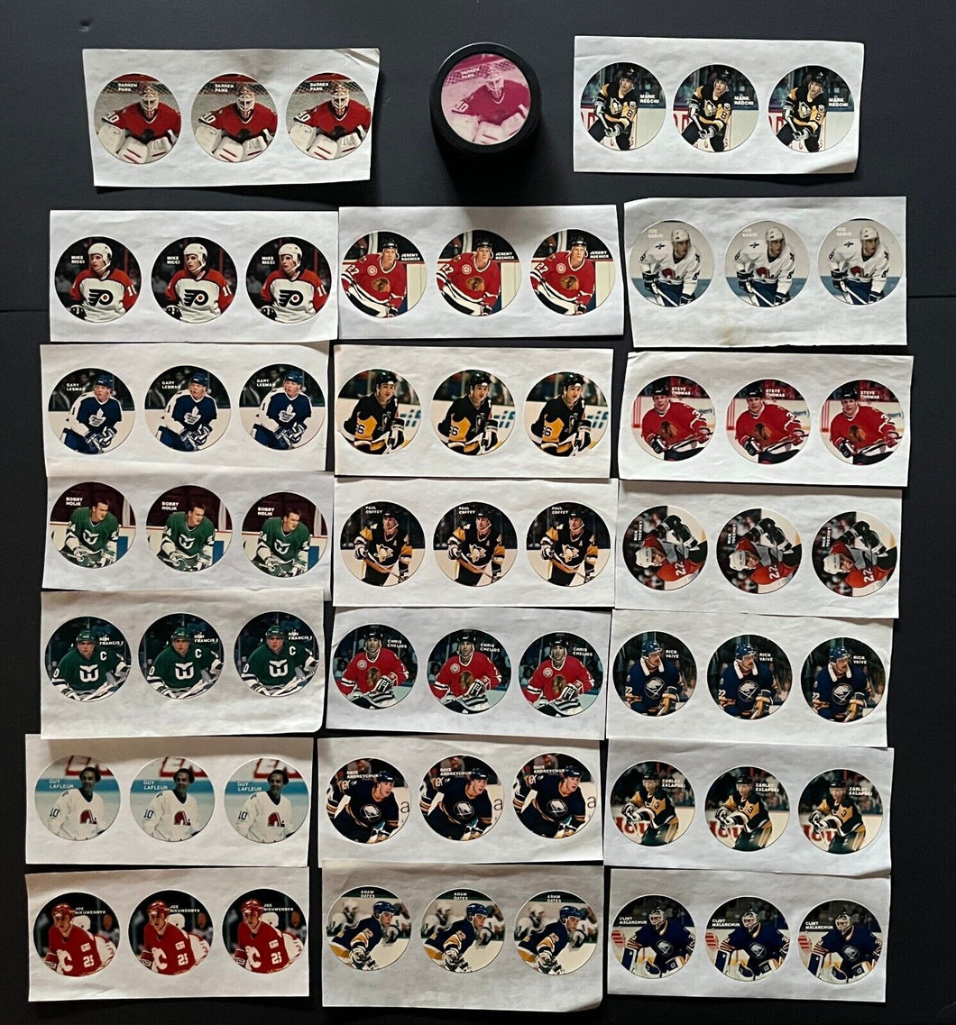 1990's Star Puck Inc. Players Stickers Applied To Pucks 20 NHL Hockey Players