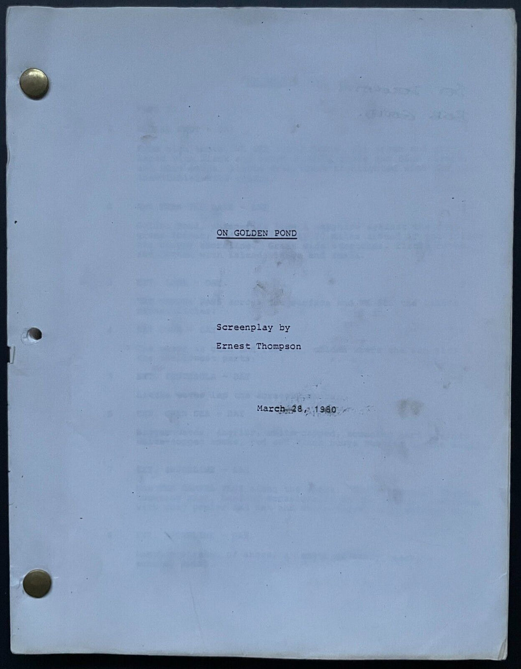 1980 On Golden Pond Original Movie Script Academy Award Winner Oscars ...