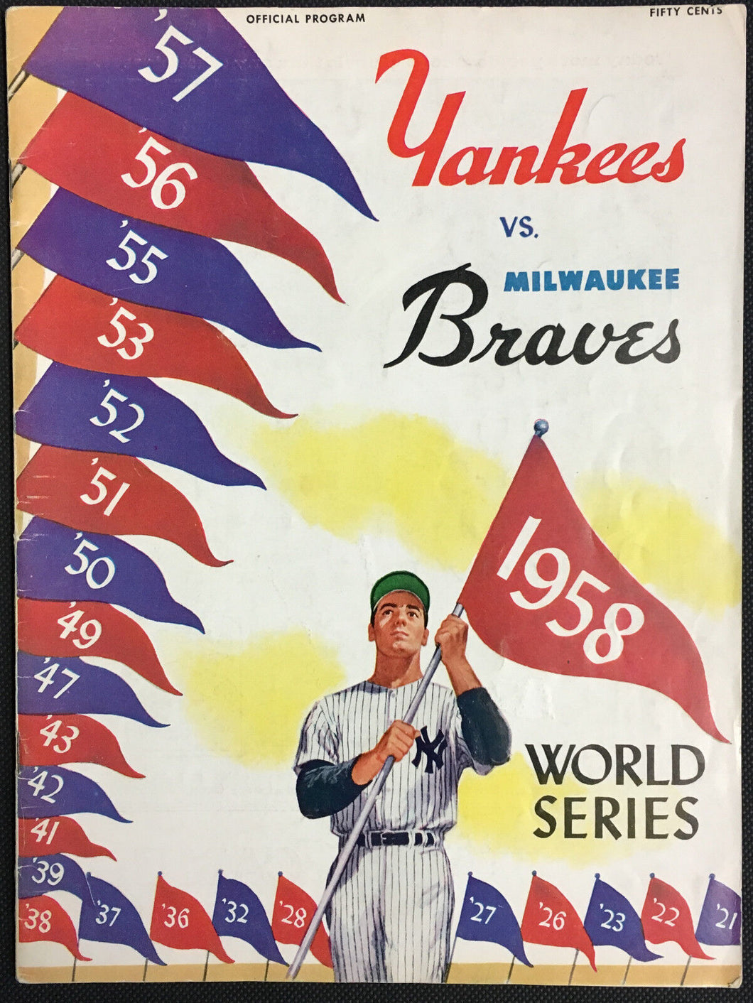 1958 World Series Baseball Program Yankees Stadium New York vs Milwaukee Braves