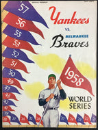 1958 World Series Baseball Program Yankees Stadium New York vs Milwaukee Braves