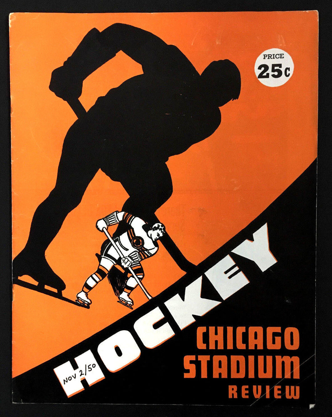 1950 Chicago Stadium Hockey Program Boston Bruins vs Chicago Blackhawks NHL