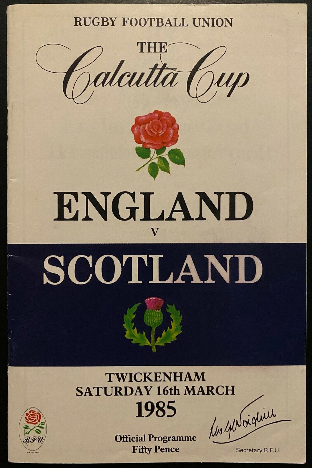 1985 Rugby Union Calcutta Cup Program England Scotland Twickenham Stadium