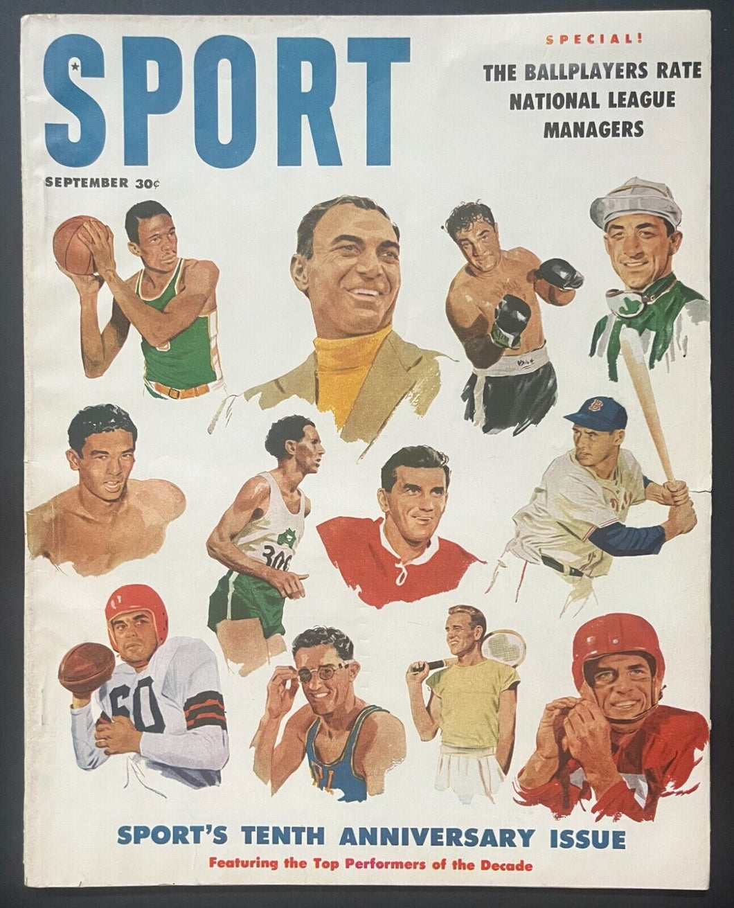 1956 Sport Magazine 10th Anniversary Issue Top Performers of Decade Cover
