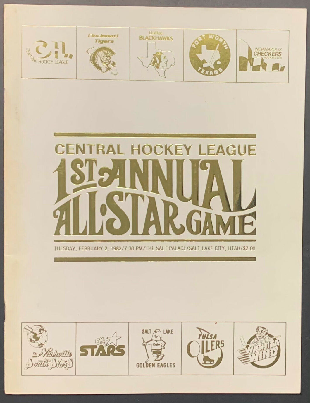 1982 Central Hockey League 1st All Star Game Hockey Program CHL v Golden Eagles