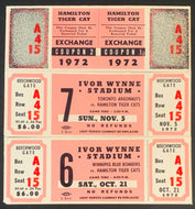 1972 CFL Football Ivor Wynne Stadium Unused Ticket Lot x2 + 1 Playoff Voucher