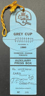 1980 Grey Cup Official Press Box Credential CFL Football Warren Moon Edmonton