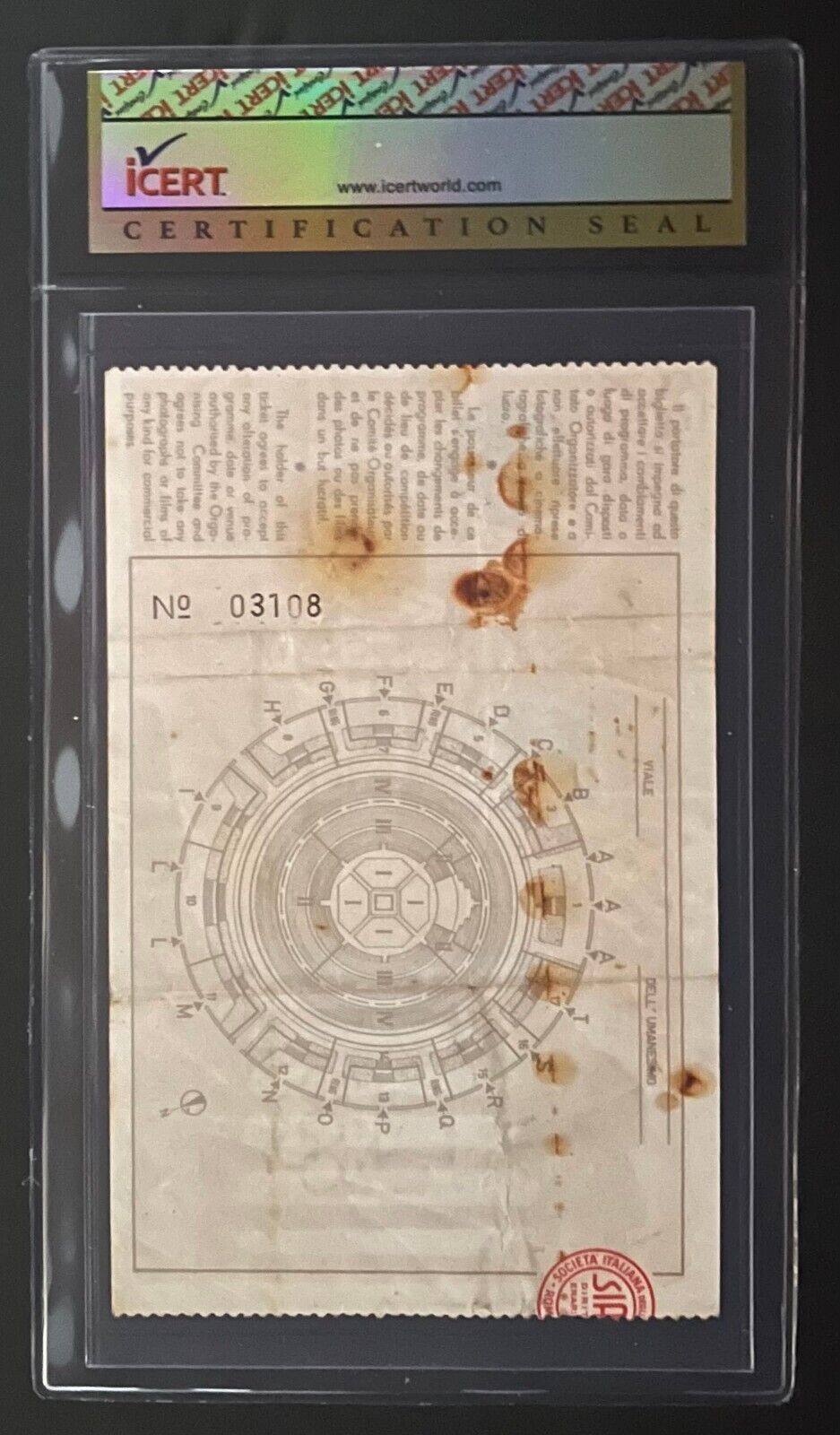 JEUX OLYMPIQUES DE ROME 1960 - 2 BILLETS D'ENTREE