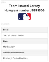 Load image into Gallery viewer, 2017 Drew Hutchison Game Used Spring Training Pittsburgh Pirates Jersey MLB Holo
