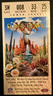 1996 AFC-NFC Super Bowl 30 Football Ticket Cowboys Steelers Arizona Vintage