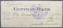 Load image into Gallery viewer, 1906 Jack London Autographed Signed Cheque Payable To The Socialist PSA/DNA Auth
