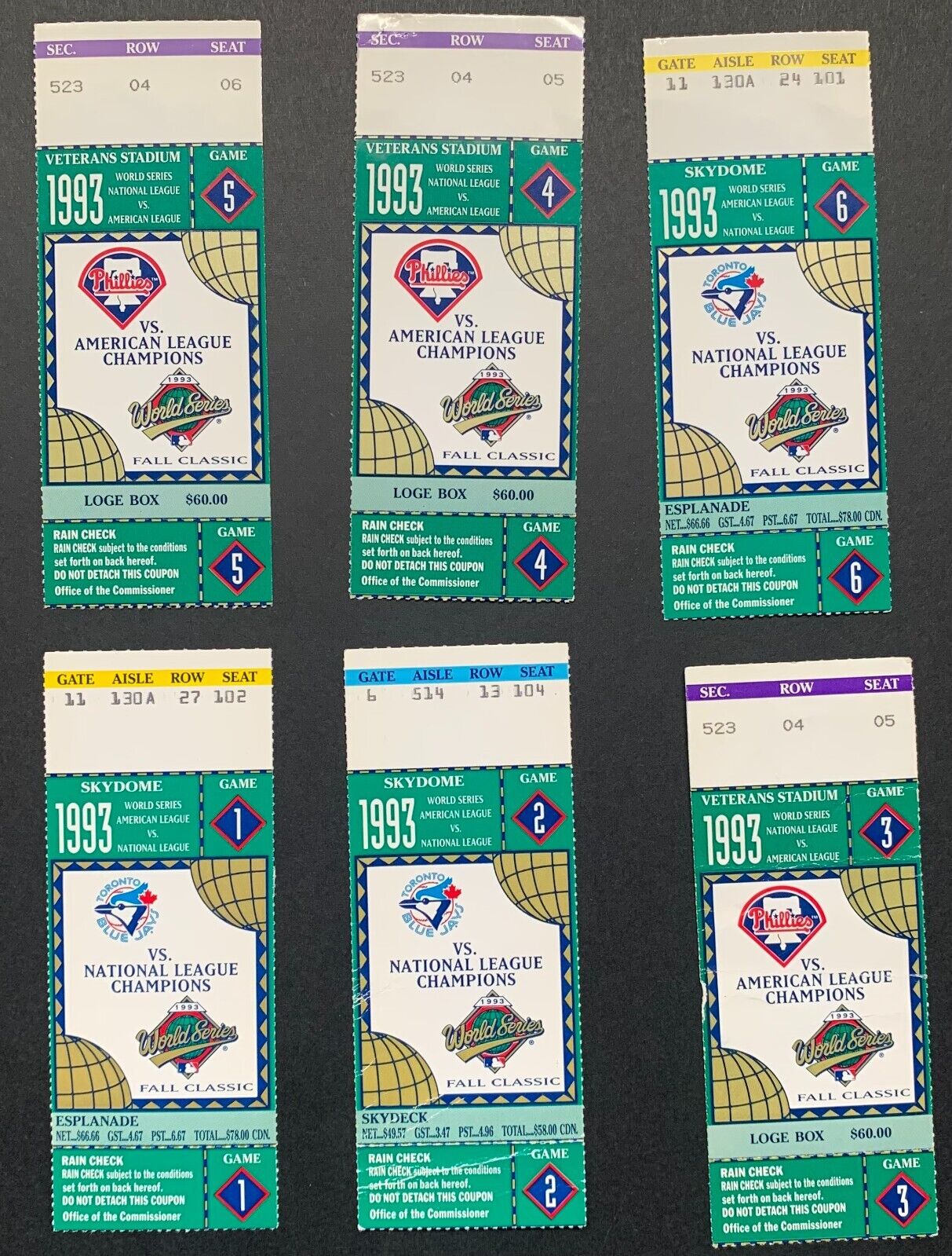 Vintage 1993 World Series Game Ticket Stub Phillies Vs Toronto 