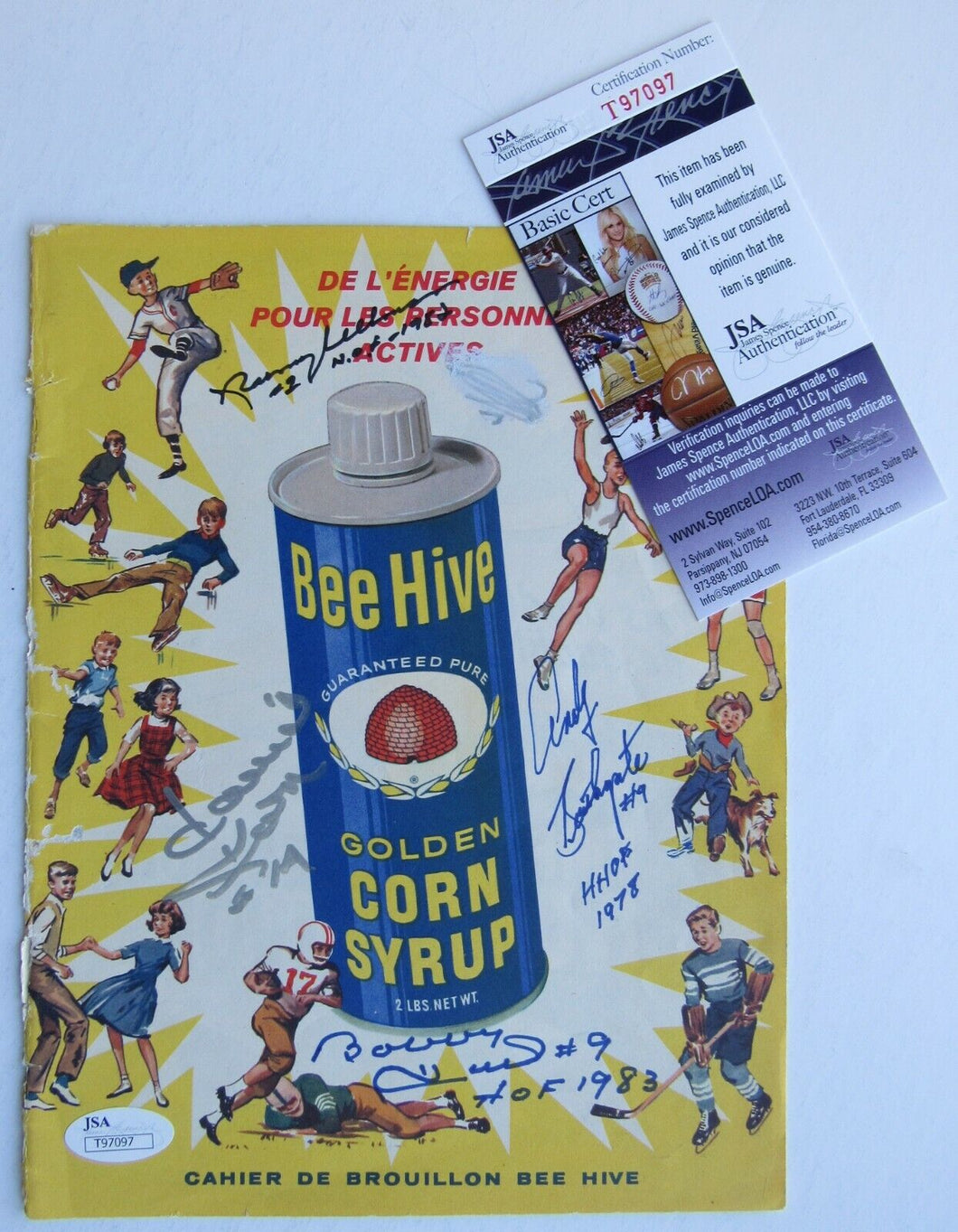 Vintage Bee Hive Scribbler Cover Signed x4 Hall Of Famers Ullman Keon Hull JSA
