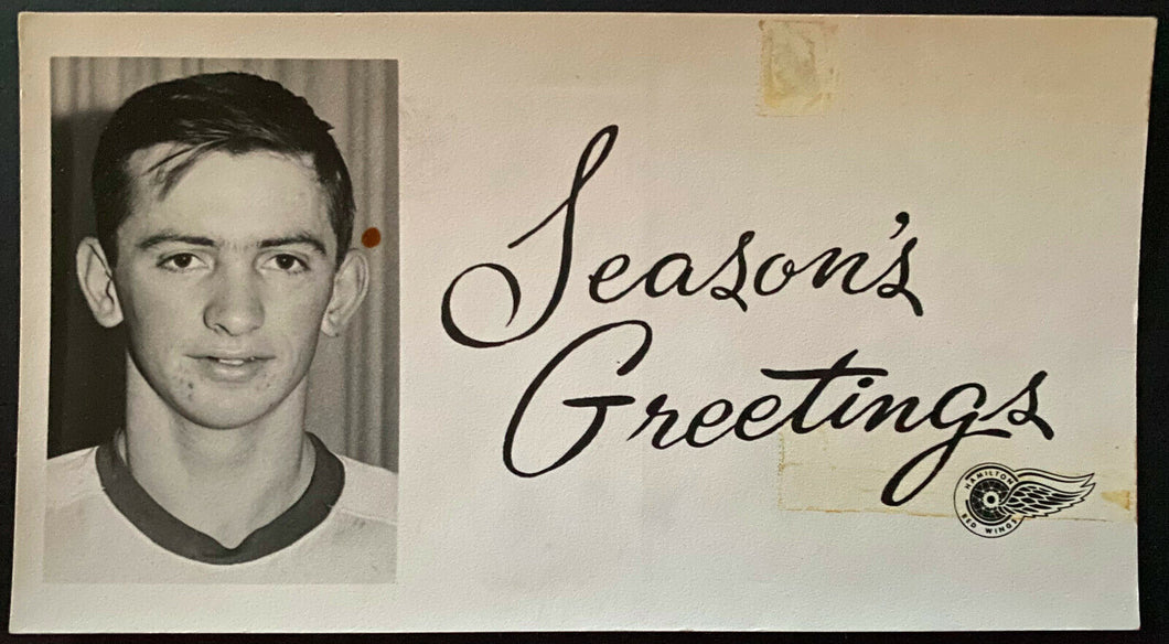 OHA Hamilton Red Wings Jr. Player 1968 Christmas Card Gord Brooks Signed Auto