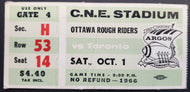 1966 C.N.E. Stadium Ottawa Rough Riders vs Toronto Argonauts CFL Football Ticket