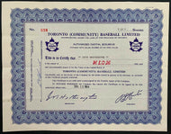 1964 Toronto Maple Leafs Baseball Club Share Certificate International League
