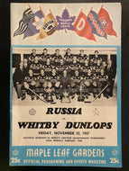 1957 MLG Hockey Program Whitby Dunlops vs Moscow Selects + Ticket Vintage Rare