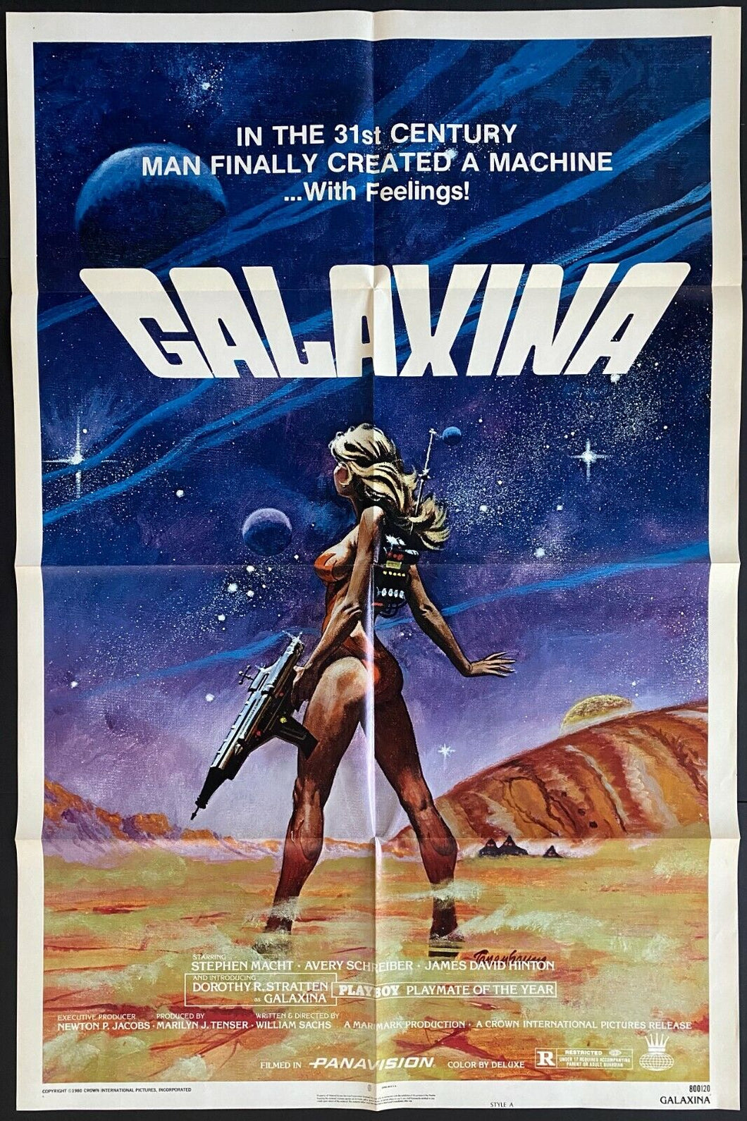 1980 Vintage Galaxina Movie Poster Dorothy Stratten Stephen Macht Sci-Fi