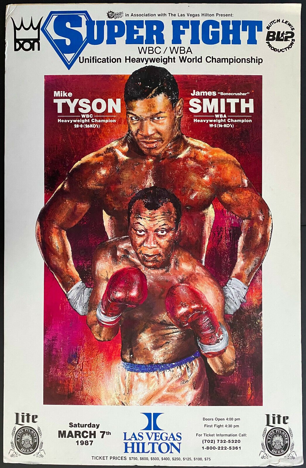 1987 Mike Tyson vs James Bonecrusher Smith Site Poster Super Fight