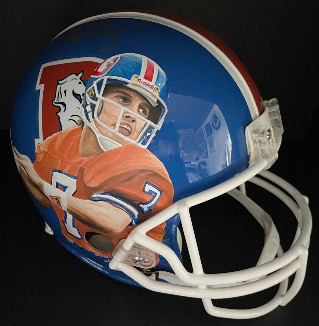 John Elway Signed Hand Painted Full Size NFL Football Broncos Helmet 1/1 Beckett