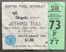 Load image into Gallery viewer, 1973 Empire Pool Jethro Tull Wembley Concert ticket Rare Postponed Show

