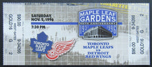 Load image into Gallery viewer, 1996 Maple Leaf Gardens 65th Anniversary NHL Unused Ticket Toronto vs Detroit
