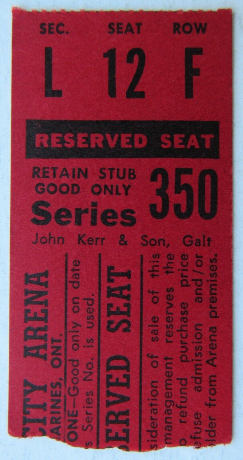 Circa 1960s Garden City Arena NHL Preseason Ticket Toronto vs Chicago Blackhawks