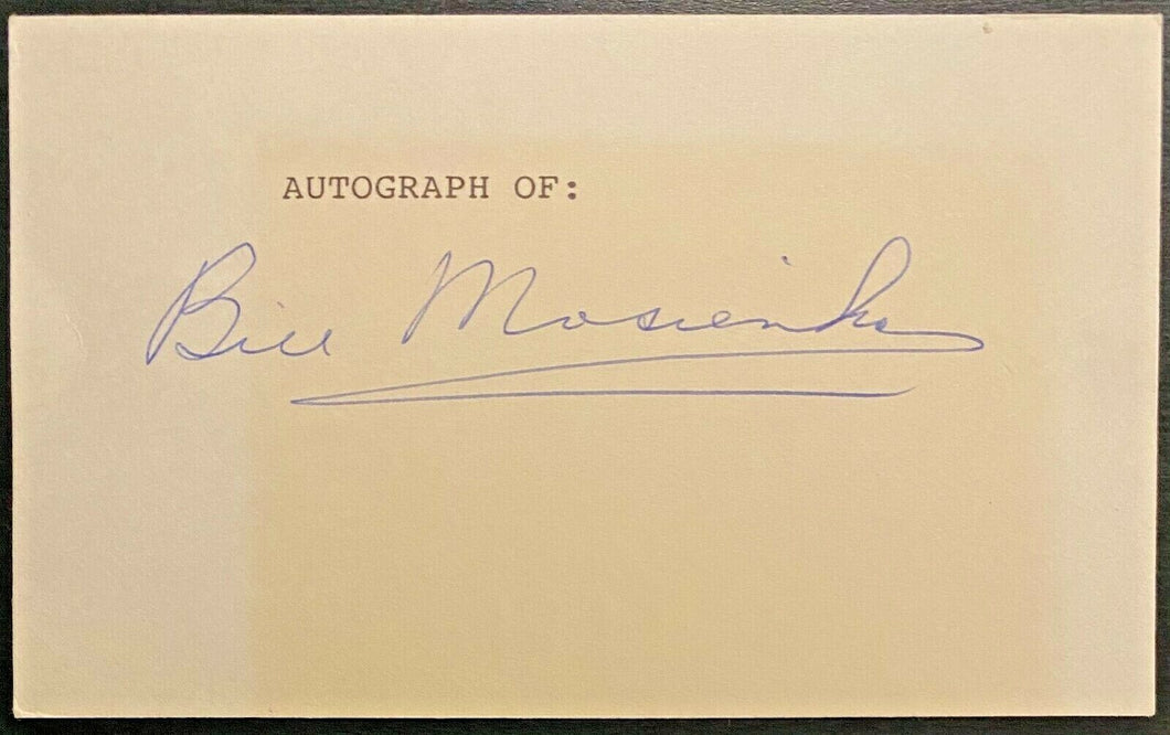 Bill Mosienko Signed Index Card Autographed Chicago Blackhawks Hall of Famer Vtg