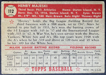 Load image into Gallery viewer, 1952 Topps Baseball Henry Majeski #112 Philadelphia Athletics MLB Card Vintage
