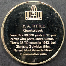 Load image into Gallery viewer, 1972 Y.A. Tittle Pro Football Hall Of Fame Medal Franklin Mint 1 Troy Oz NFL
