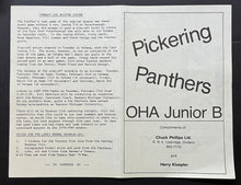 Load image into Gallery viewer, 1978-79 OHA Jr B Hockey Program Pickering Arena Panthers Host Oshawa Legionaires
