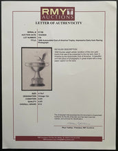 Load image into Gallery viewer, 1910 Vintage Type 1 Photo Automobile Club American Grand Prize Trophy LOA
