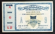 1932 Summer Olympics Los Angeles Swimming Ticket Vintage