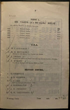 Load image into Gallery viewer, 1936 Program Post-Olympics Program USA Great Britain Track Meet Gold Medalists
