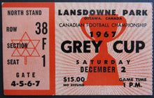 Load image into Gallery viewer, 1967 Lansdowne Park Grey Cup Program + Ticket Tiger Cats vs Sask Roughriders CFL
