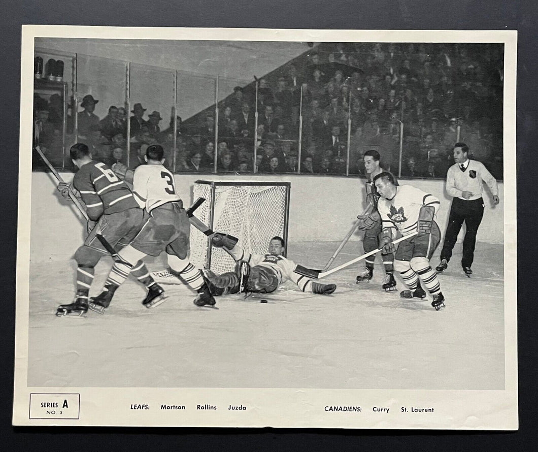 1950's Quaker Oats NHL Hockey Photo Set x4 Action Shots Toronto Maple Leafs