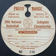 Load image into Gallery viewer, 1967 Vintage Unused NCAA Basketball Final Four Press Badge UCLA Lew Alcindor
