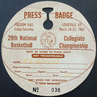 1967 Vintage Unused NCAA Basketball Final Four Press Badge UCLA Lew Alcindor