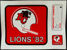 Load image into Gallery viewer, 1982 British Columbia Lions CFL Football Sticker Decal Shoppers Drug Mart Promo
