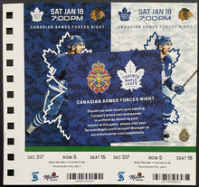 Load image into Gallery viewer, 01/18/2020 NHL Hockey Canadian Armed Forces Night Tickets x2 Toronto Maple Leafs
