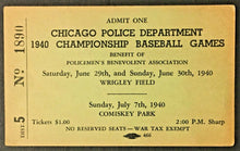 Load image into Gallery viewer, 1940 Comiskey Park Wrigley Field Chicago Police Championship Baseball Game Pass
