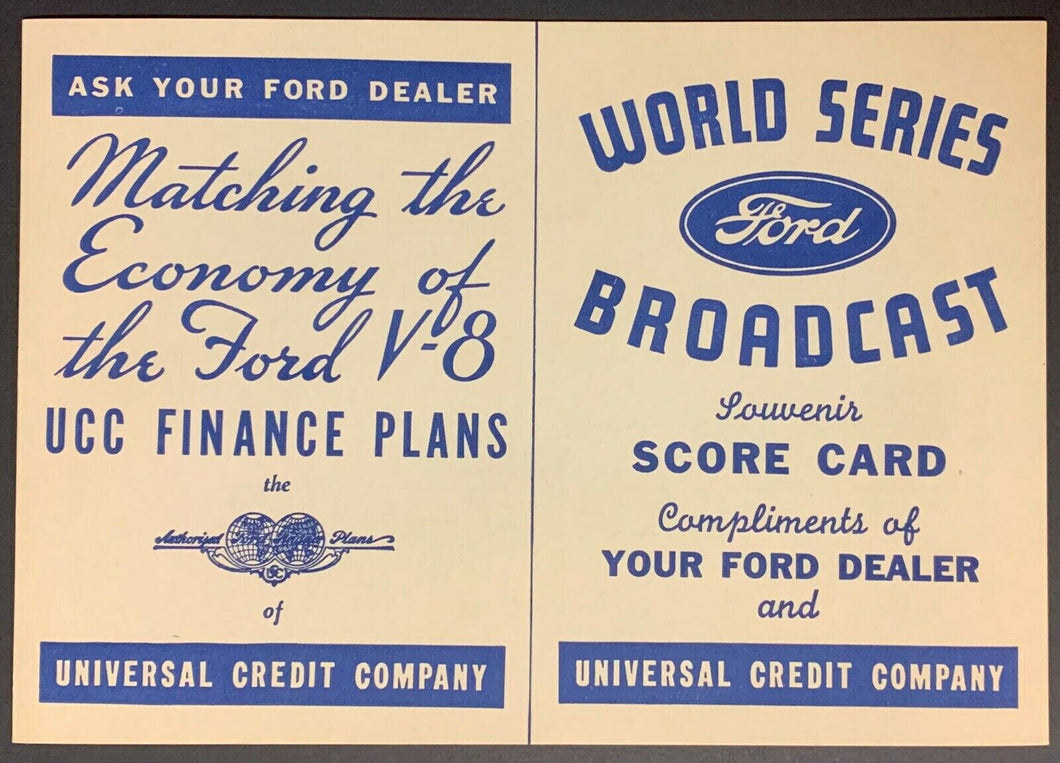 1936 Original Ford Promotional World Series Scorecard New York Yankees v Giants