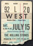 Rolling Stones Ticket Stub July 15 1972 Toronto Maple Leaf Gardens Rock & Roll