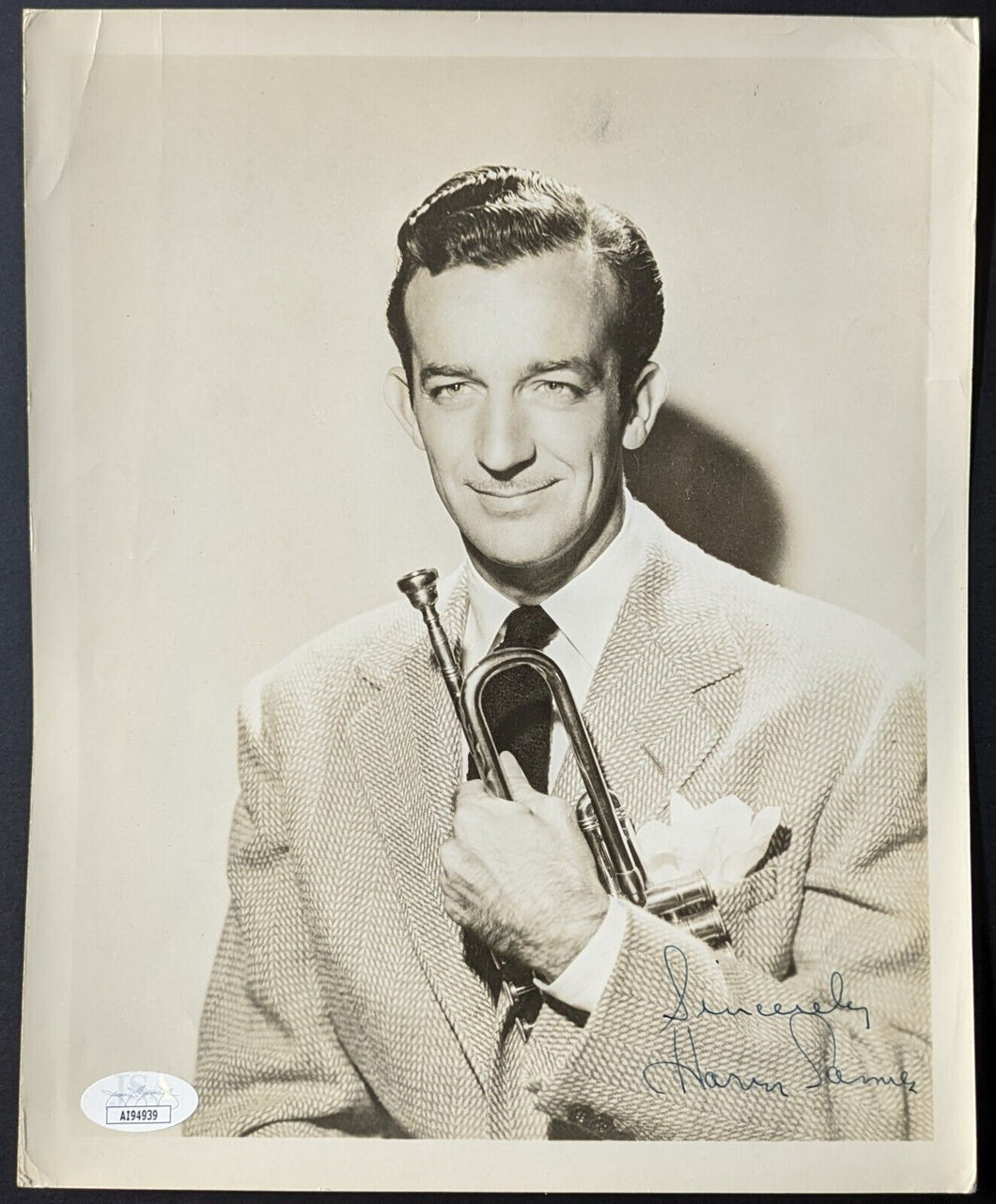 Harry James Autographed Photo Signed American Musician Big Band Trumpet JSA