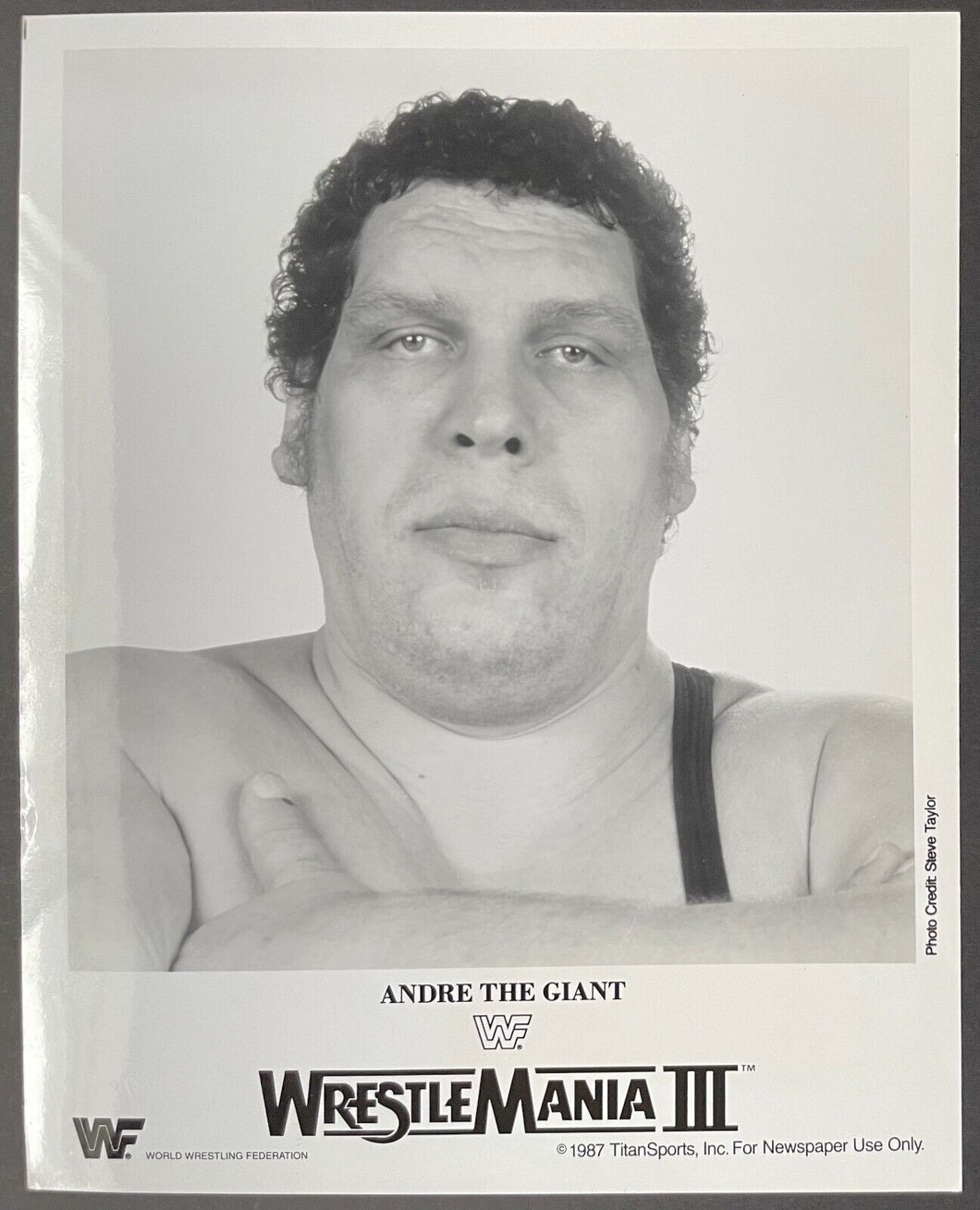 1987 Andre the Giant WWF Wrestlemania III Original Publicity Photo Jean Ferre