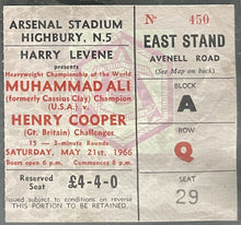 Load image into Gallery viewer, 1966 Muhammad Ali vs Henry Cooper Boxing Ticket Heavyweight Championship Vintage
