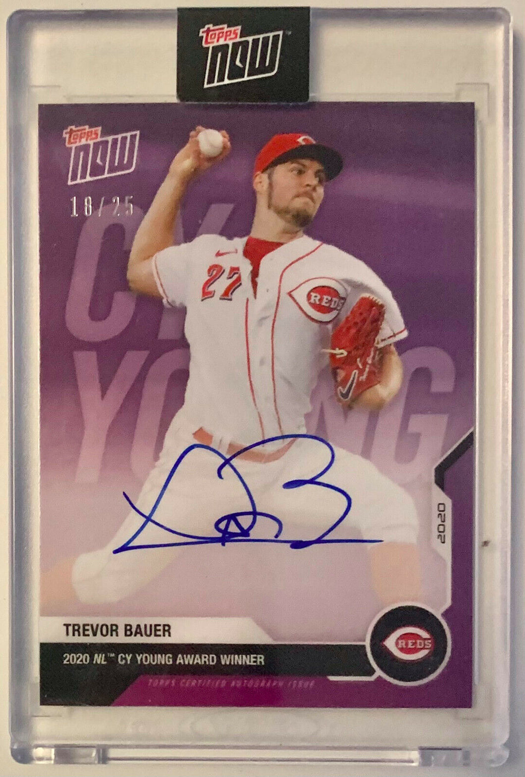 RC Trevor Bauer 直書きサイン on card auto インスク 2020 Topps Now NL CY Young Award Winner Trevor Bauer Signed