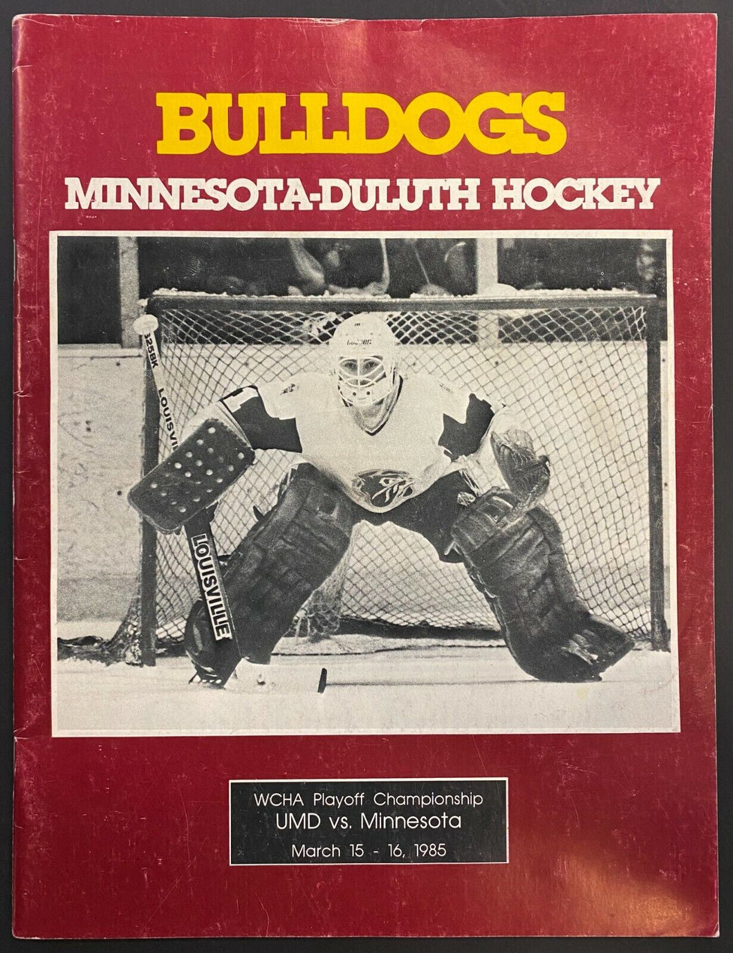 1985 Vintage NCAA Hockey Program Minnesota Gophers Duluth Bulldogs Brett Hull