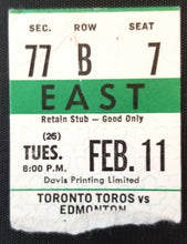 Load image into Gallery viewer, 1974-75 WHA Hockey Ticket Stub Toronto Toros Edmonton Oilers Maple Leaf Gardens
