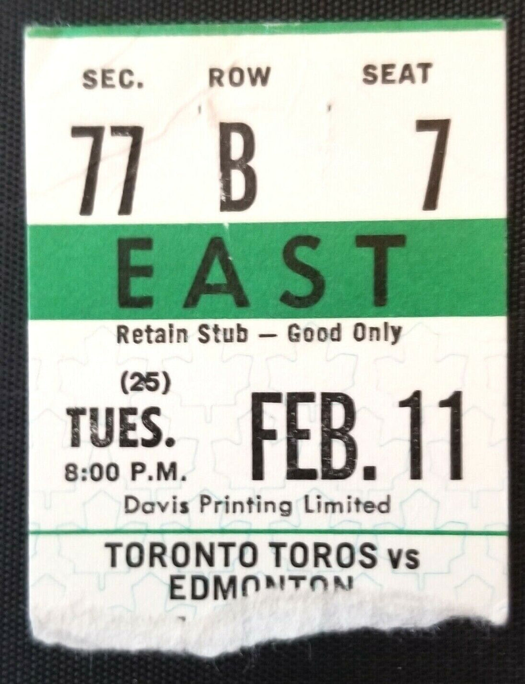 1974-75 WHA Hockey Ticket Stub Toronto Toros Edmonton Oilers Maple Leaf Gardens